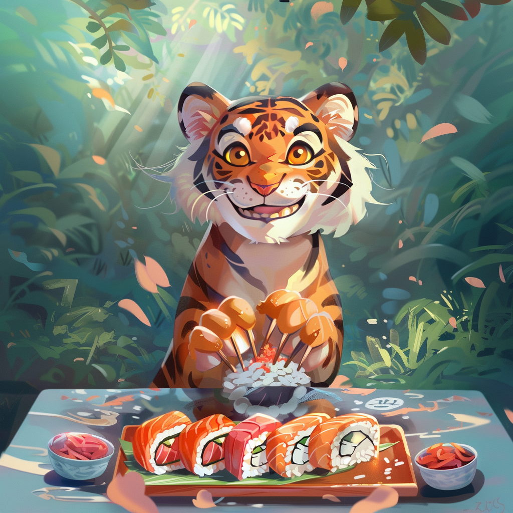 Free Fiction Passage | Taro the Tiger’s Sushi Surprise 🐯🍣